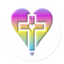 Cross and hearts #5 ( 3-D pastel ) Stickers