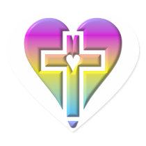 Cross and hearts #5 ( 3-D pastel ) Sticker