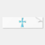 Cross Blue Polka Dot Bumper Stickers