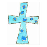 Cross Blue Polka Dot Post Card