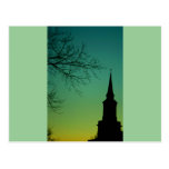 Cross Church Steeple at Twilight Post Cards