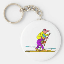 Cross country skiing key chain