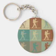 Cross Country Skiing Pop Art Key Chain