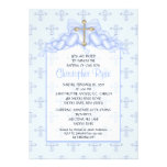 Cross & Hearts Baby Boy Baptism Inviation Personalized Invites