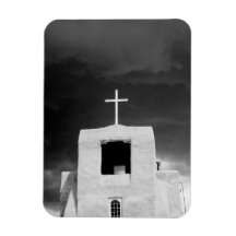 Cross on oldest church, San Miguel, Santa Fe, Rectangular Magnet