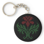 Cross stitch floral pattern keychains