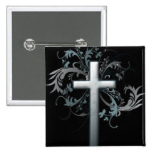 Cross with floral graphics buttons