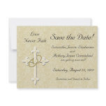 Cross with Golden Rings Save the Date Cards invitations