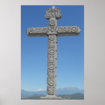 Cross with Volcano in Background Poster/ Print