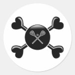 Crossbones Lacrosse Round Stickers