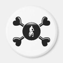Crossbones Mountain Biking Refrigerator Magnet