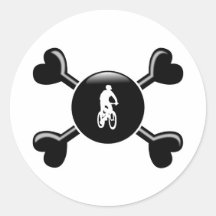 Crossbones Mountain Biking Round Sticker