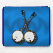 CROSSED BANJOS ON BLUE-MOUSEPAD