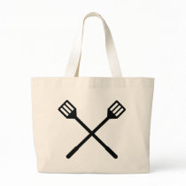 crossed barbecue cutlery icon canvas bag