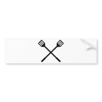 crossed barbecue cutlery icon bumper sticker