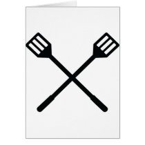 crossed barbecue cutlery icon greeting card