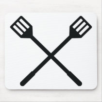crossed barbecue cutlery icon mouse pads