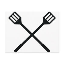crossed barbecue cutlery icon post cards