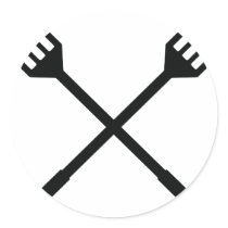 crossed barbecue cutlery icon round stickers