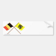Crossed Belgium and Flanders Region Flags Bumper Sticker