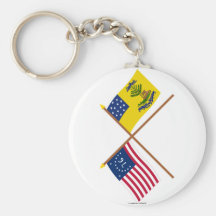 Crossed Bennington and Bucks of America Flags Keychains