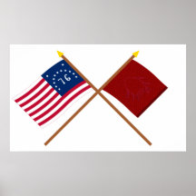 Crossed Bennington and Eutaw Flags Poster