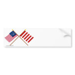 Crossed Bennington and Liberty Tree Flags bumper stickers