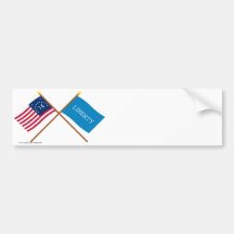 Crossed Bennington and Schenectady Liberty Flags Bumper Sticker