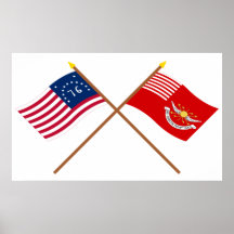 Crossed Bennington and Tallmadge's Dragoons Flags Poster