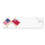 Crossed Bennington Flag and  Pine Tree Red Ensign Bumper Sticker