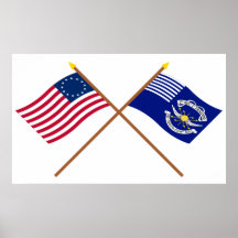 Crossed Betsy Ross and 2nd Regiment Light Dragoons Print