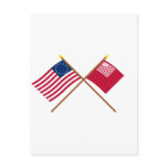 Crossed Betsy Ross and Brandywine Flags Post Card