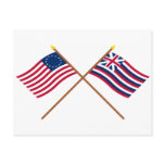 Crossed Betsy Ross and Brigantine Lexington Flags Post Cards
