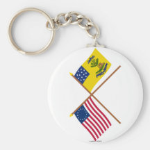 Crossed Betsy Ross and Bucks of America Flags Key Chains