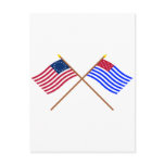 Crossed Betsy Ross and Ft Mercer Flags Postcard