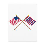 Crossed Betsy Ross and Ft Mifflin Flags Post Cards
