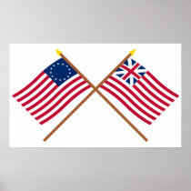 Crossed Betsy Ross and Grand Union Flags Poster