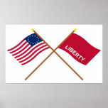 Crossed Betsy Ross and Huntington Flags posters