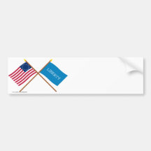 Crossed Betsy Ross and Schenectady Liberty Flags Bumper Sticker