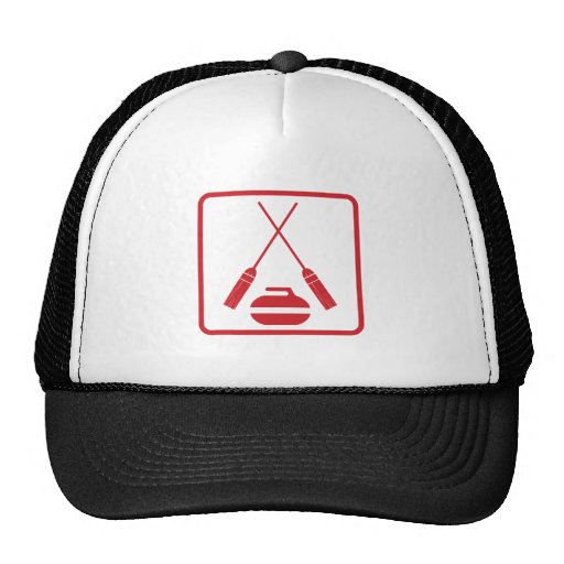 Crossed curling brooms truckers cap trucker hats
