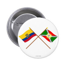 Crossed Ecuador and Santo Domingo flags Pinback Button