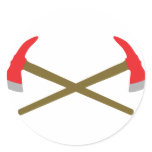 crossed firefighter axe round sticker