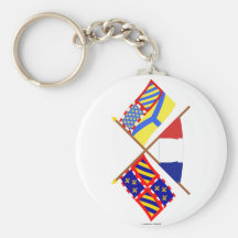 Crossed flags of Bourgogne and Yonne Keychain