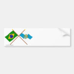 Crossed Flags of Brazil and Rio de Janeiro Bumper Stickers