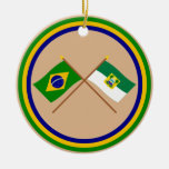 Crossed Flags of Brazil and Rio Grande do Norte Christmas Ornaments