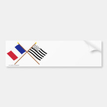 Crossed flags of France and Bretagne Bumper Stickers
