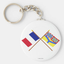 Crossed flags of France and Yonne Key Chain