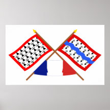 Crossed flags of Limousin and Haute-Vienne Print
