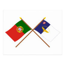 Crossed Flags of Portugal and the Azores Postcard