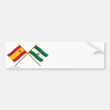 Crossed flags of Spain and Andalucía Bumper Sticker